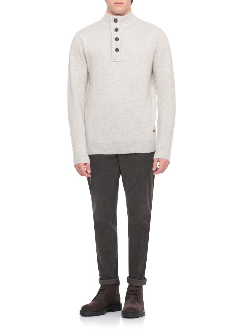 Barbour Button-Up High Neck Wool Sweater