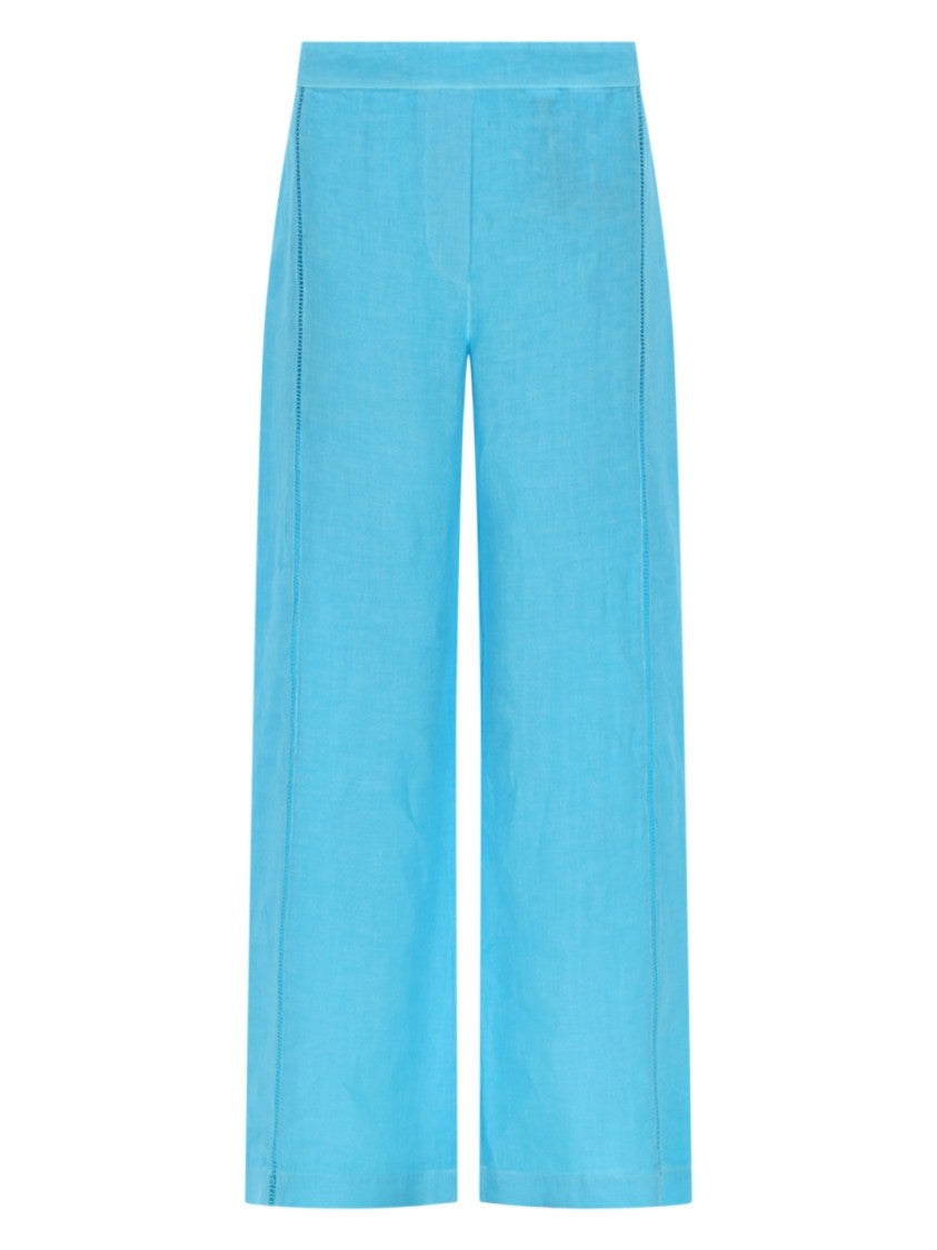 120% Lino Wide-Leg Cropped Linen Pants