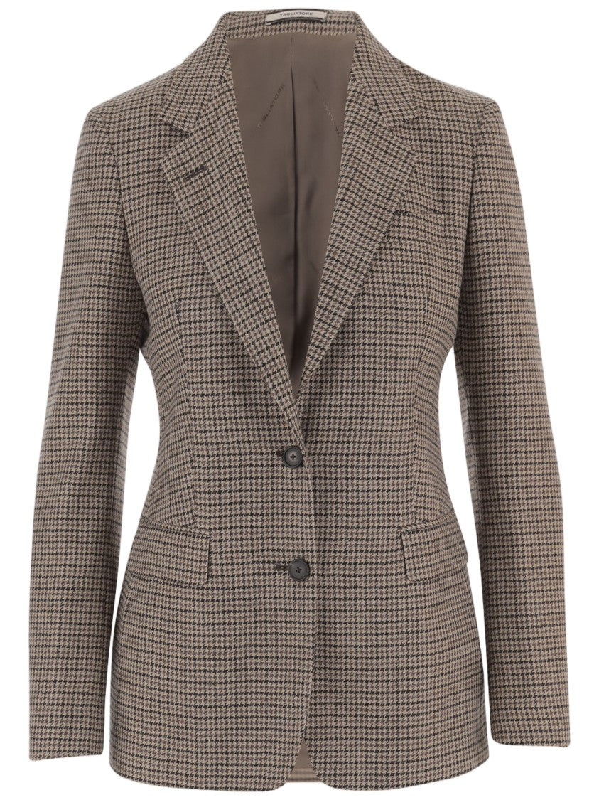 Tagliatore Multicolor Wool Houndstooth Blazer