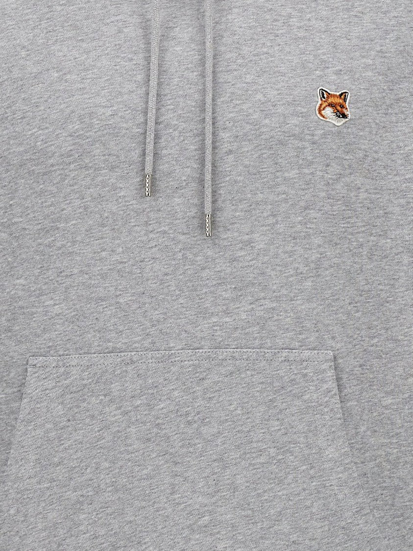 Maison Kitsuné Classic Heather Grey Hoodie With Embroidered Fox Logo