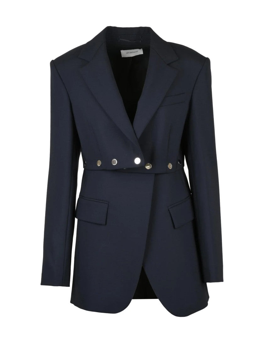Sportmax Blue Virgin Wool Fitted Jacket