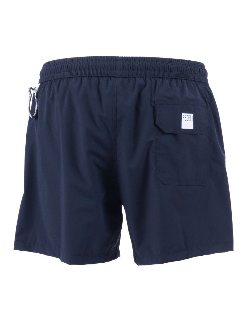 Fedeli Solid Elastic Waist Swim Shorts