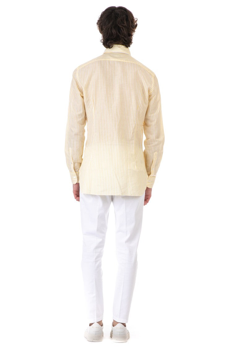Barba Striped Cotton-Linen Tailored Shirt Cult Line