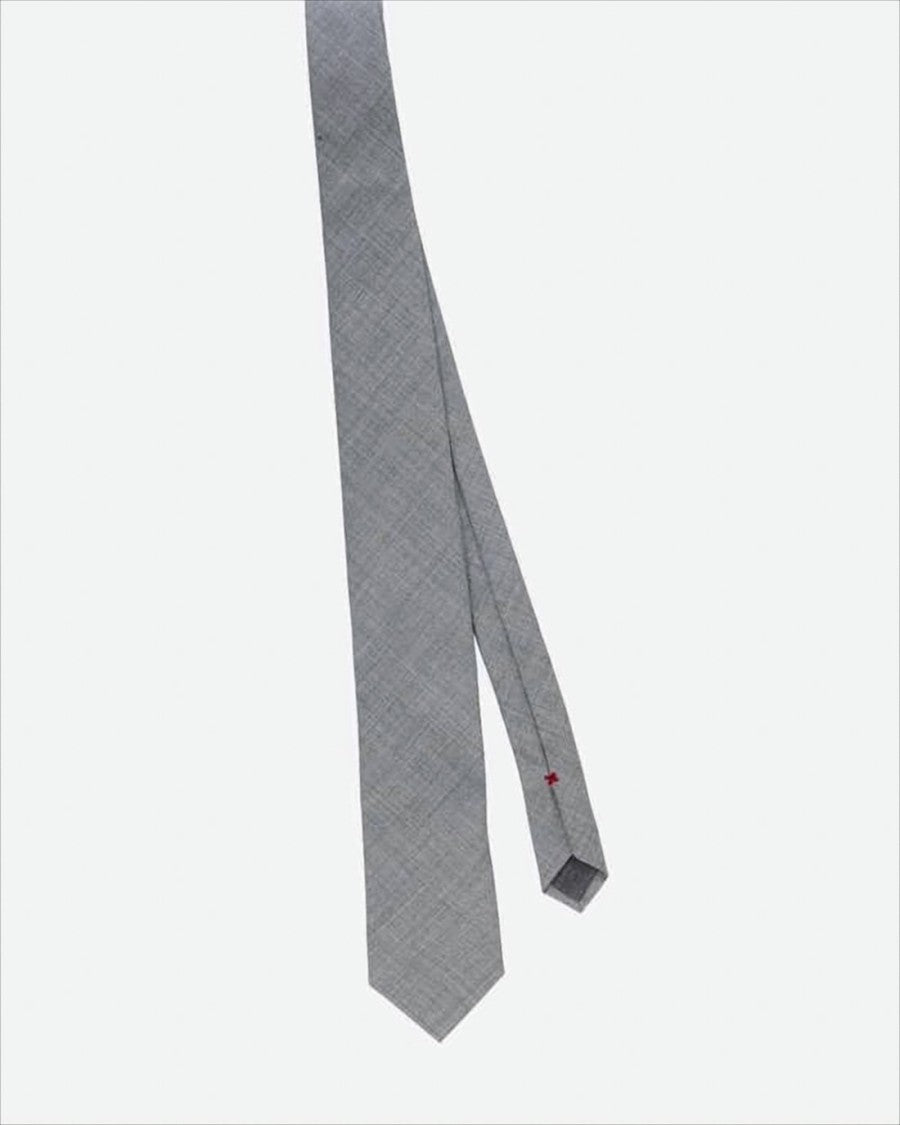 Brunello Cucinelli Subtly Textured Wool Tie In Muted Grey