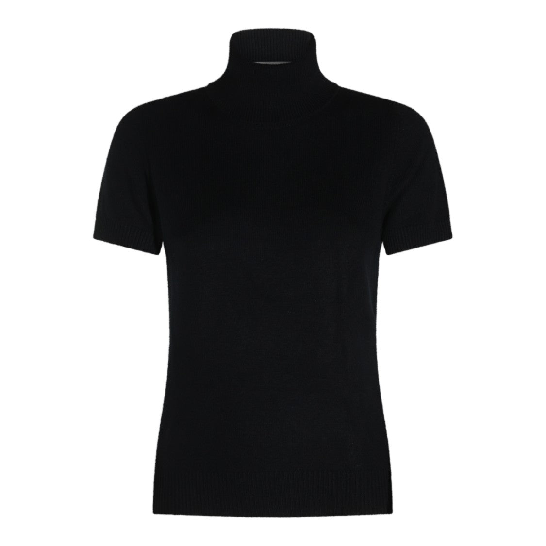 Allude Short-Sleeve Ribbed Turtleneck Sweater
