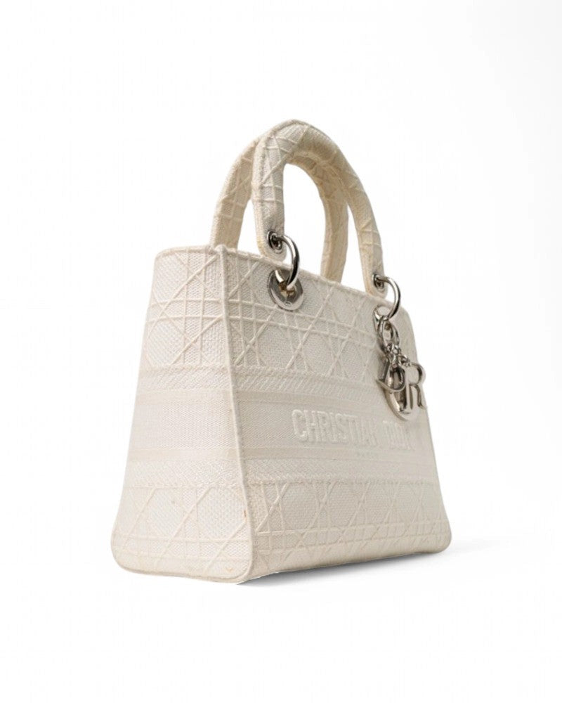 Dior Lady D-Lite Medium Cannage Panna