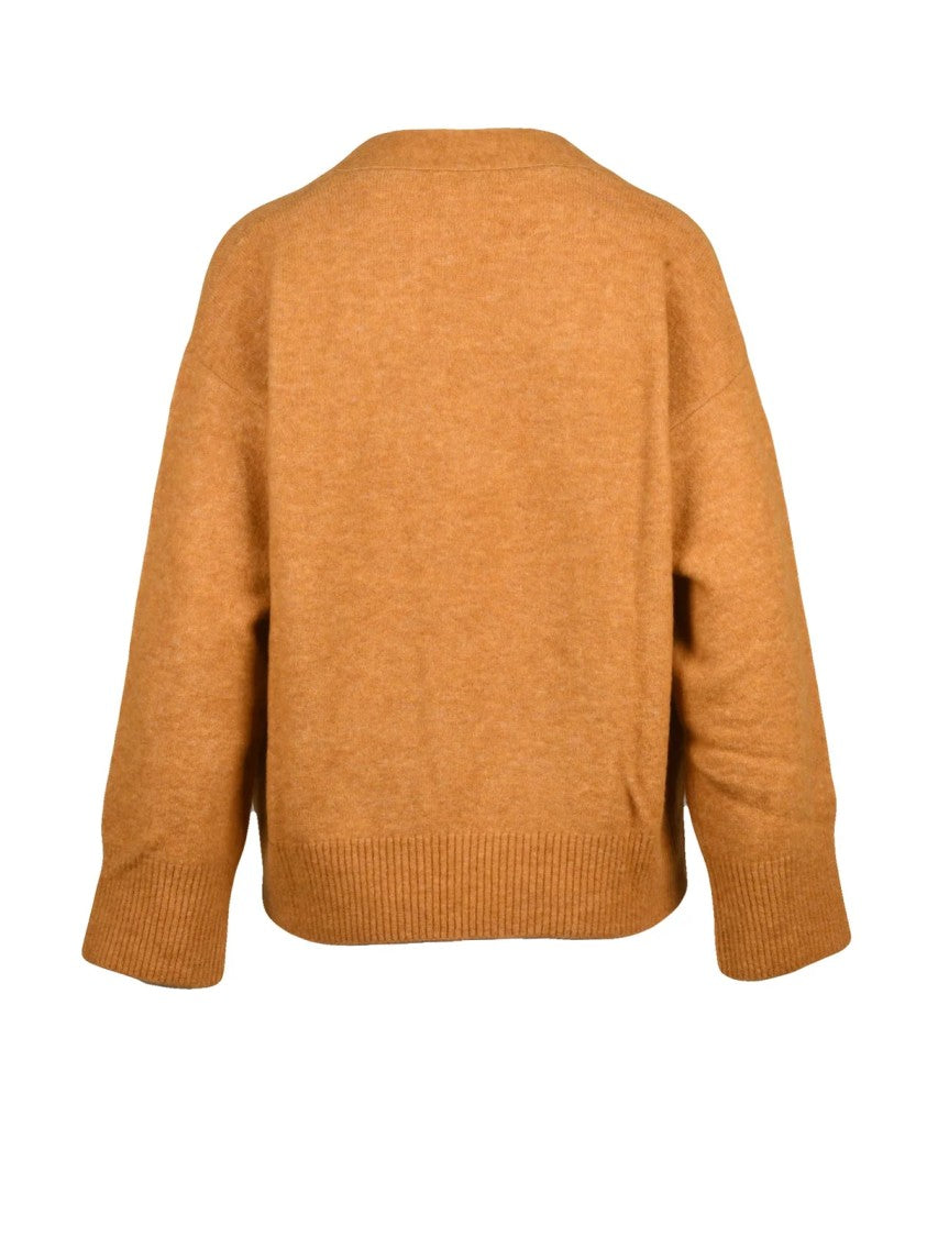 Ballantyne V-Neck Pullover In Gold Alpaca And Wool Blend