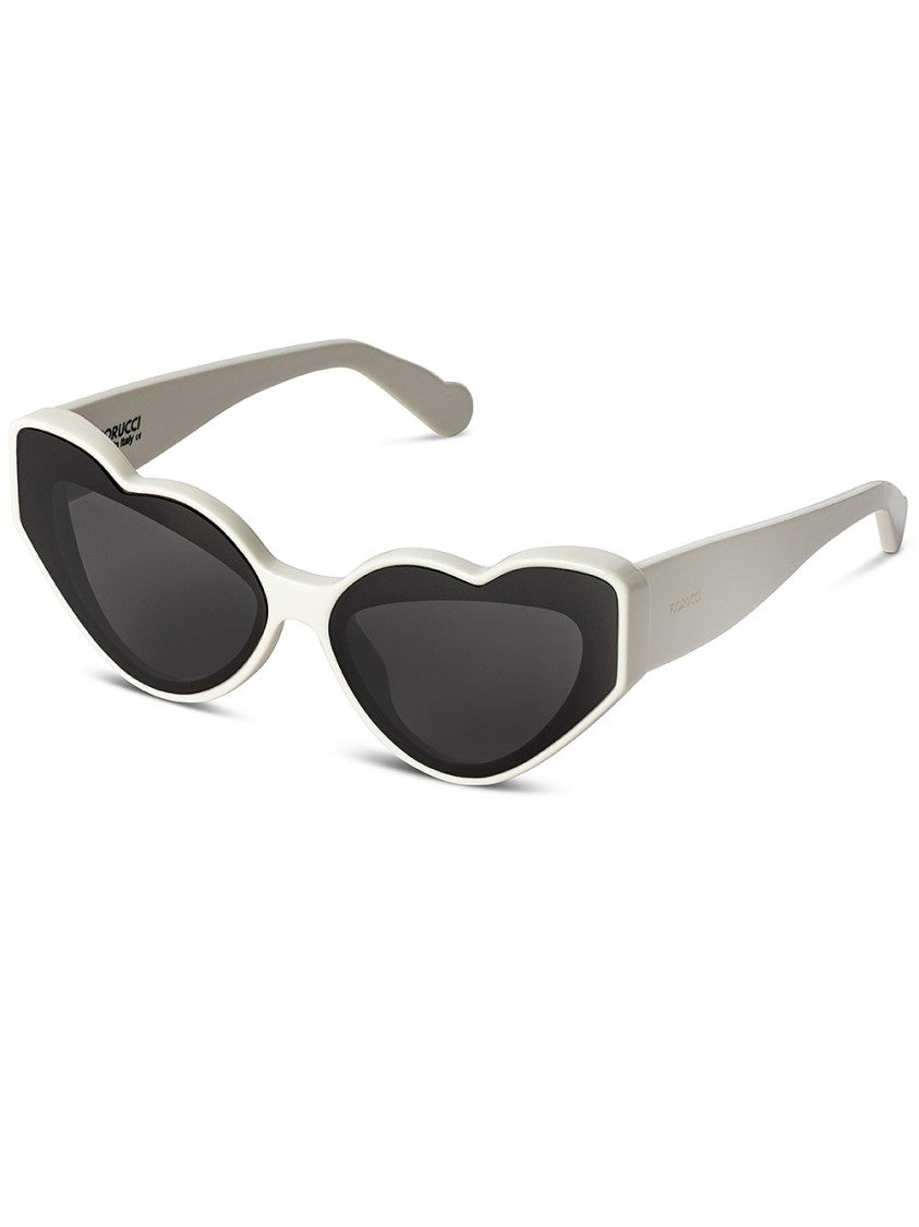 Fiorucci Heart-Shaped White Acetate Sunglasses With Black Lenses