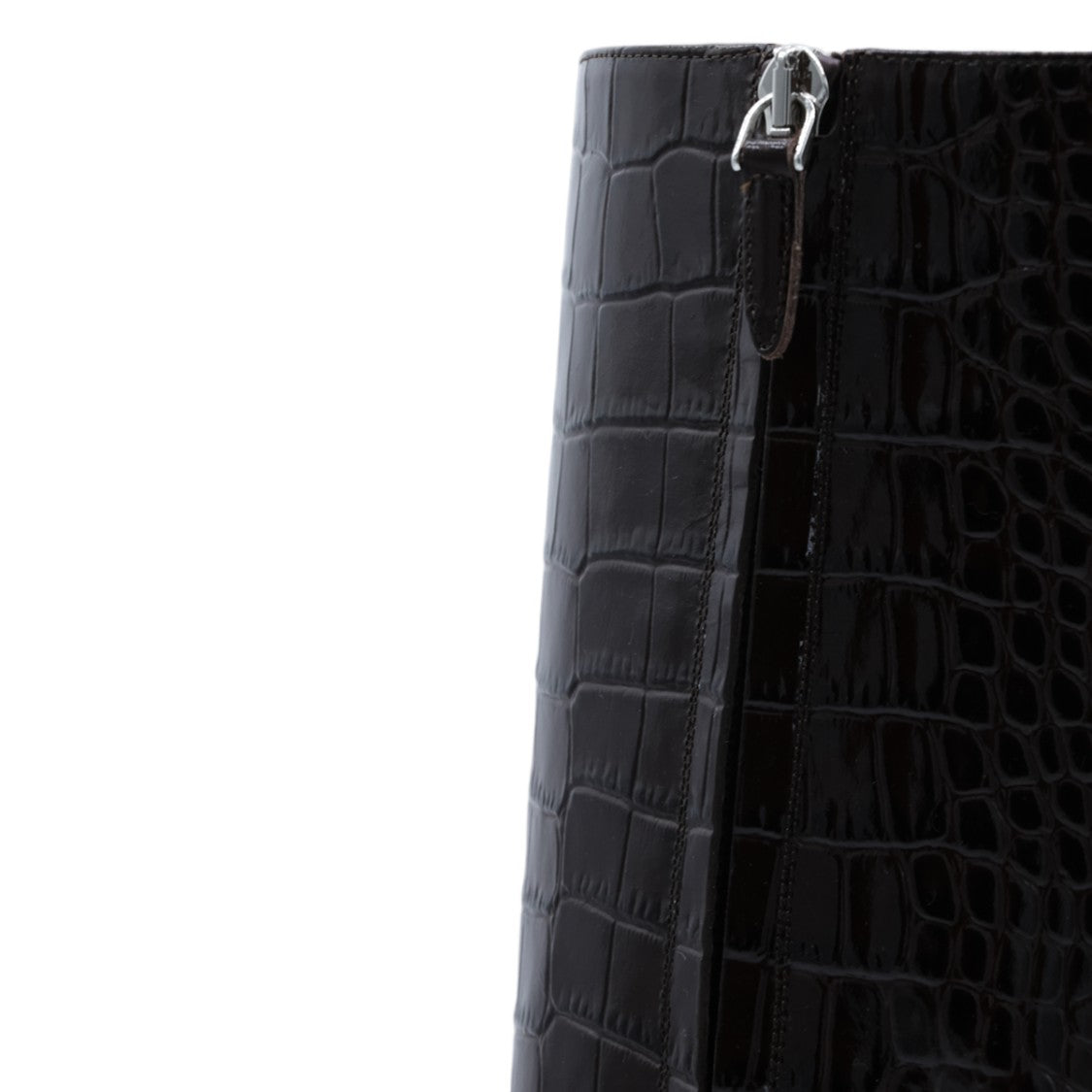Paris Texas Tall Pointed Toe Boots With Crocodile Texture And Stiletto Heel