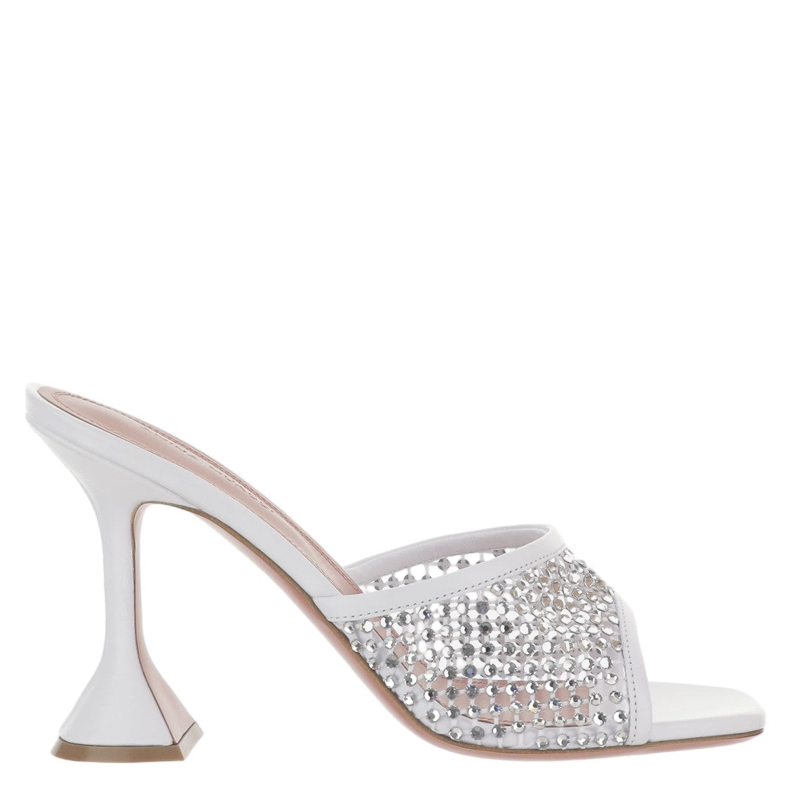Amina Muaddi Lupita Crystal Sandals With Mesh Design And Sculptural Heel