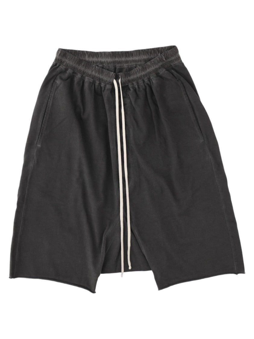 Drkshdw By Rick Owens Black Contrast Drawstring Flap Pocket Cotton Shorts