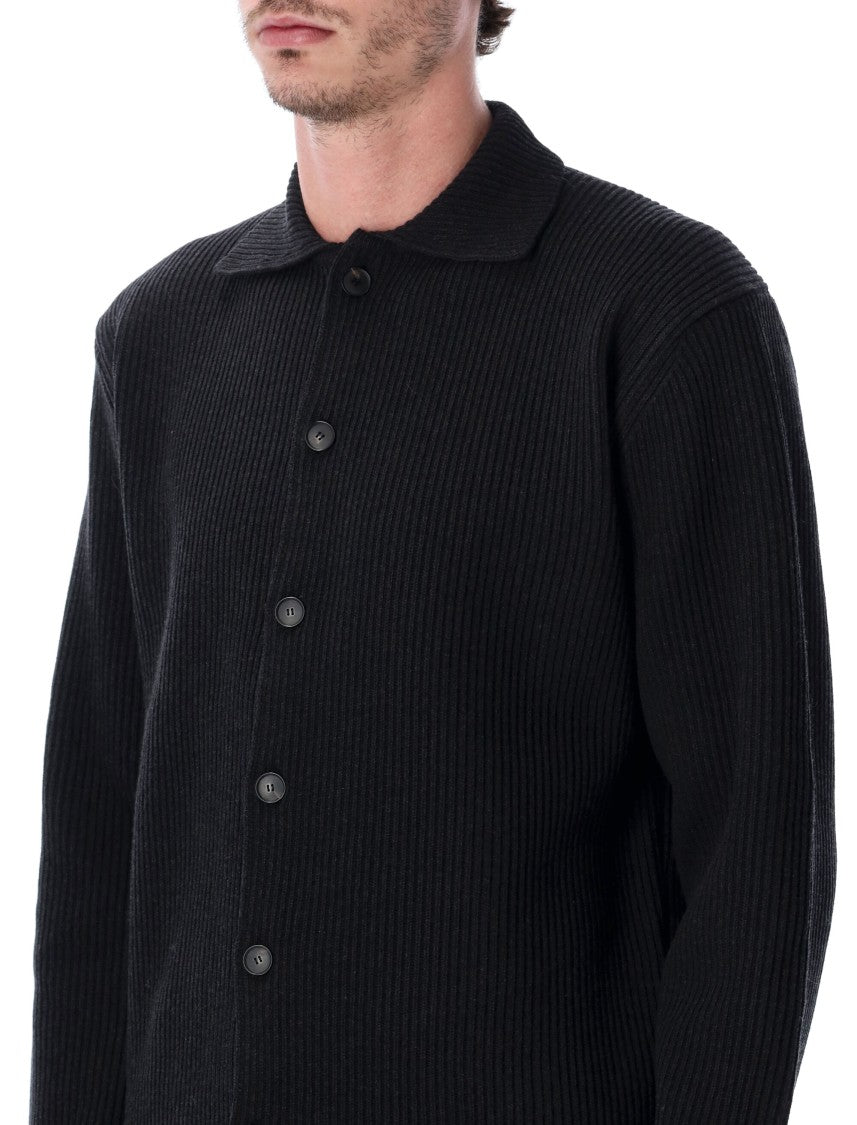 Auralee Super Fine Wool Rib Knit Shirt Cardigan