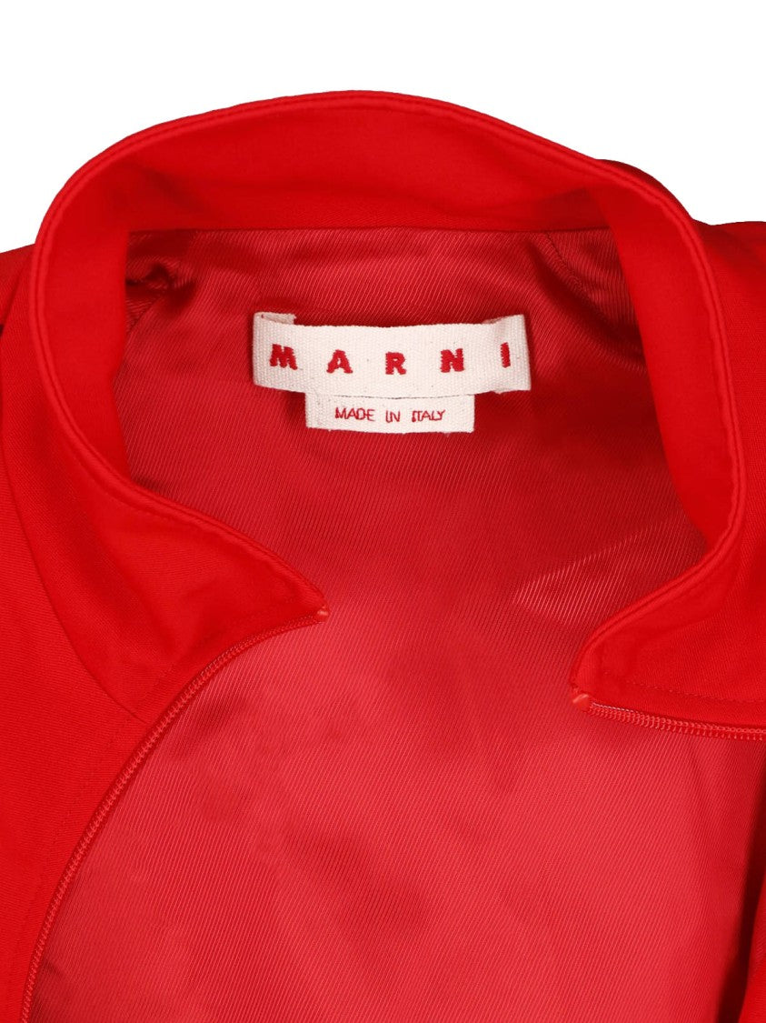 Marni Red Zip-Up High Neck Wool Jacket