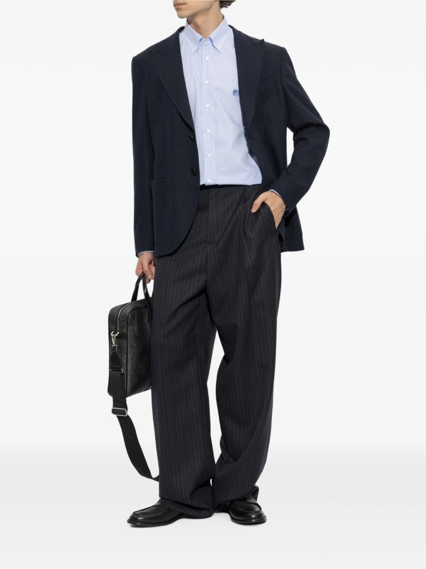 Etro Light Blue And White Striped Button-Up Shirt
