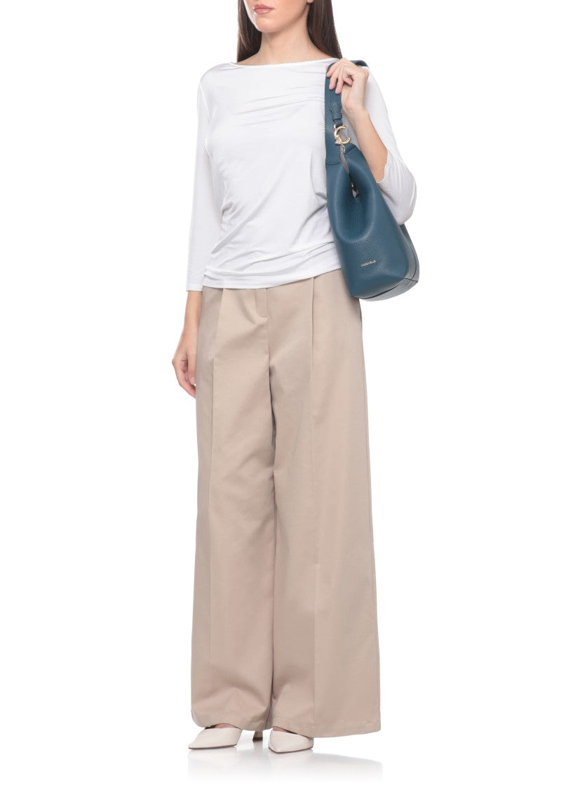 Coccinelle Structured Pebbled Leather Shoulder Bag With Contrast Logo