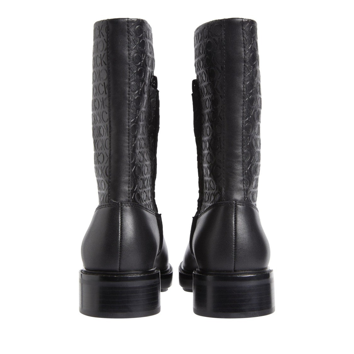 Calvin Klein Black Textured Upper Flat Leather Ankle Boots