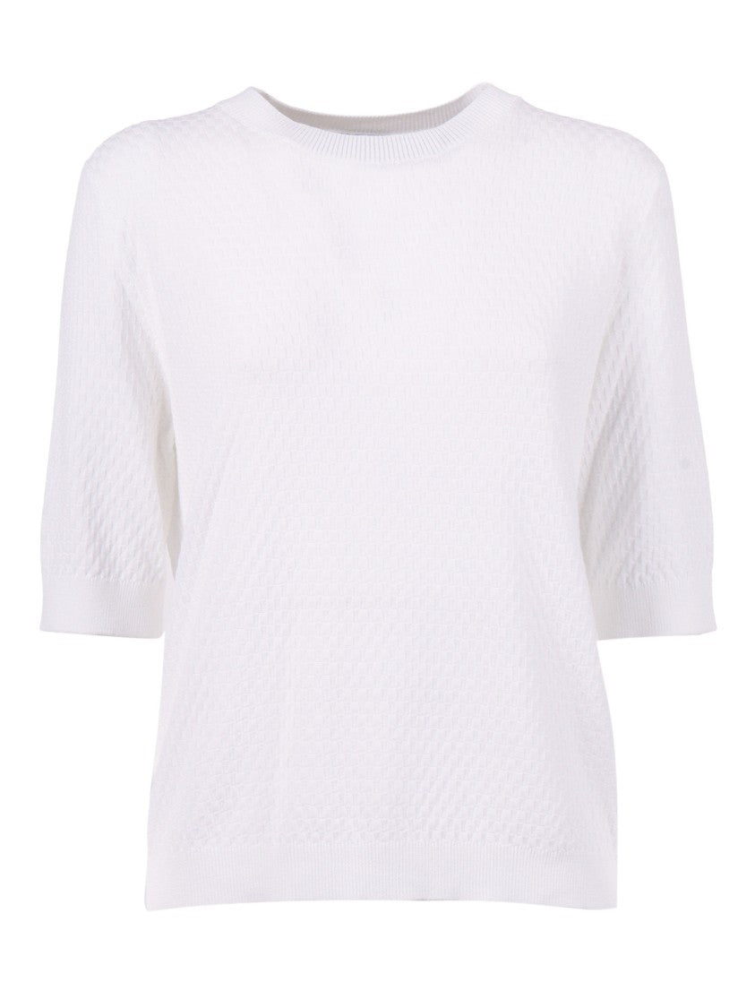 Kangra Cashmere Short Sleeve Micro Check Top