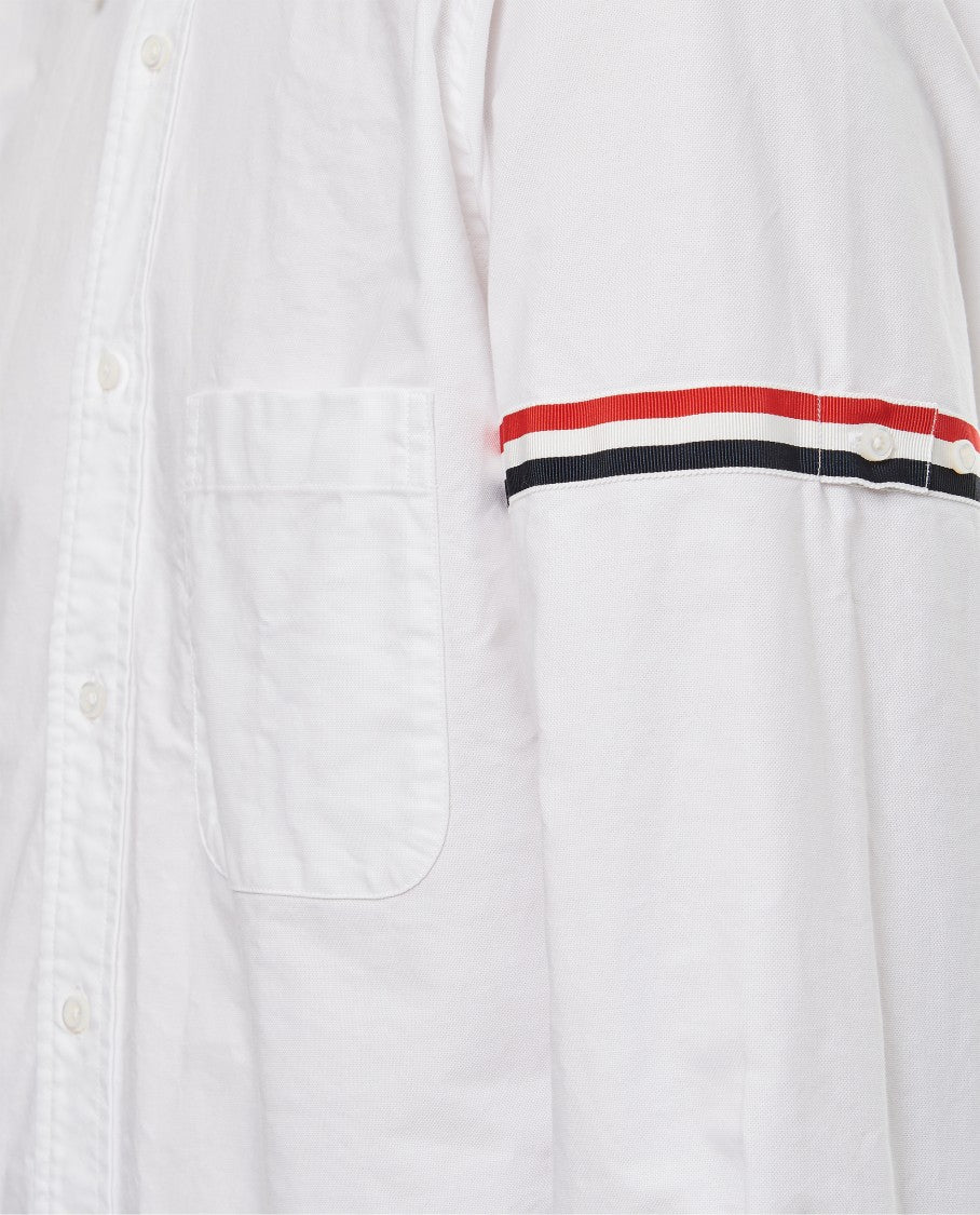 Thom Browne Long-Sleeved Button-Up Shirt With Grosgrain Stripes