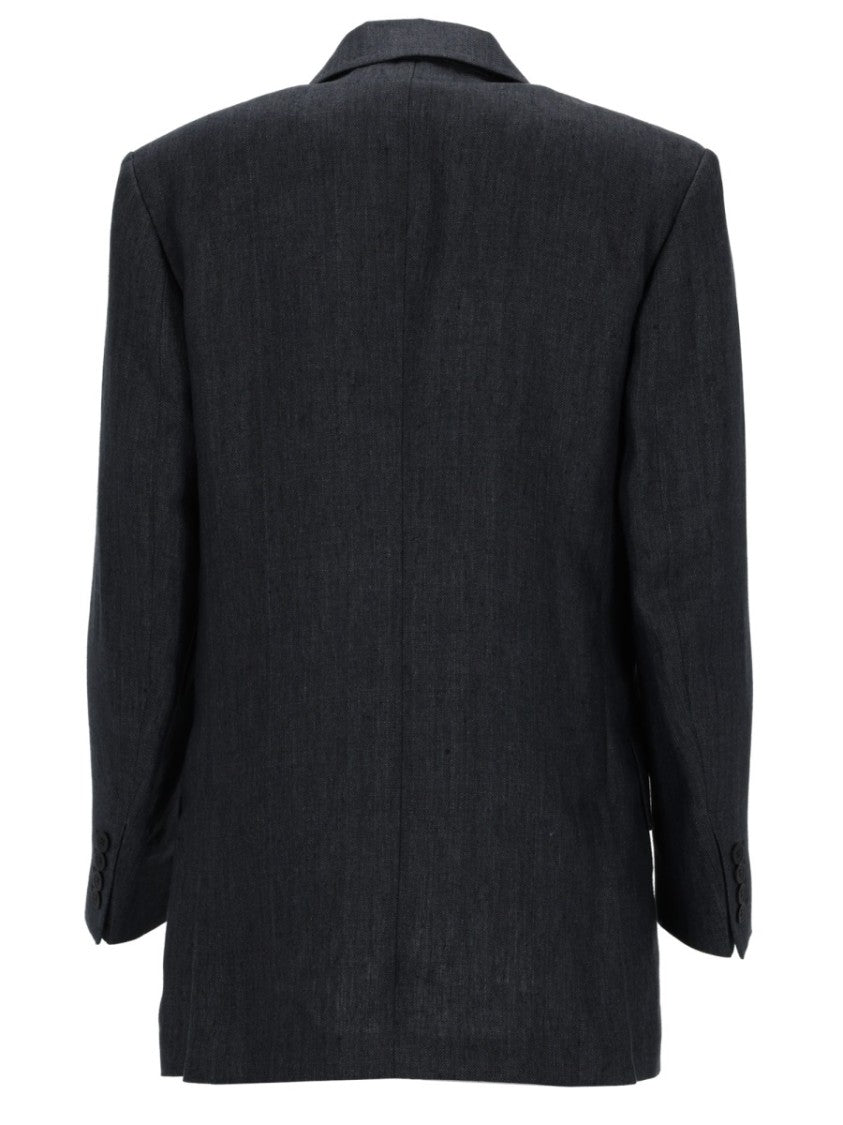 Max Mara Structured Double-Breasted Linen Jacket With Wide Lapels