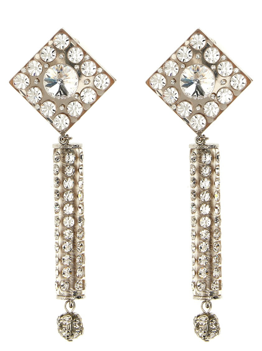Alessandra Rich Geometric Rhinestone-Embellished Clip Earrings