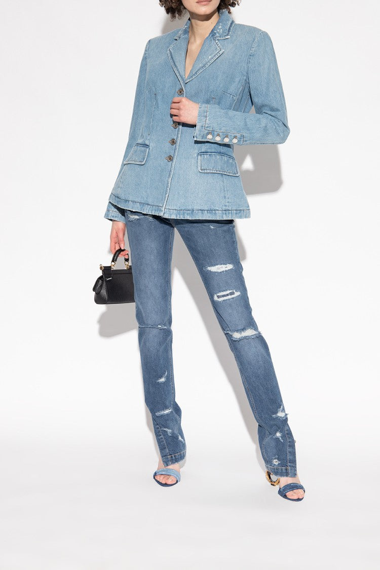 Dolce & Gabbana Vintage Denim Heeled Sandals
