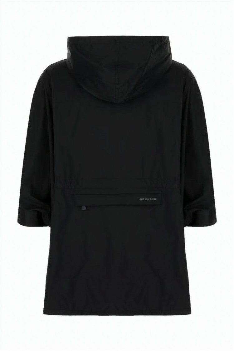 Moncler Hooded Black Polyamide Cape