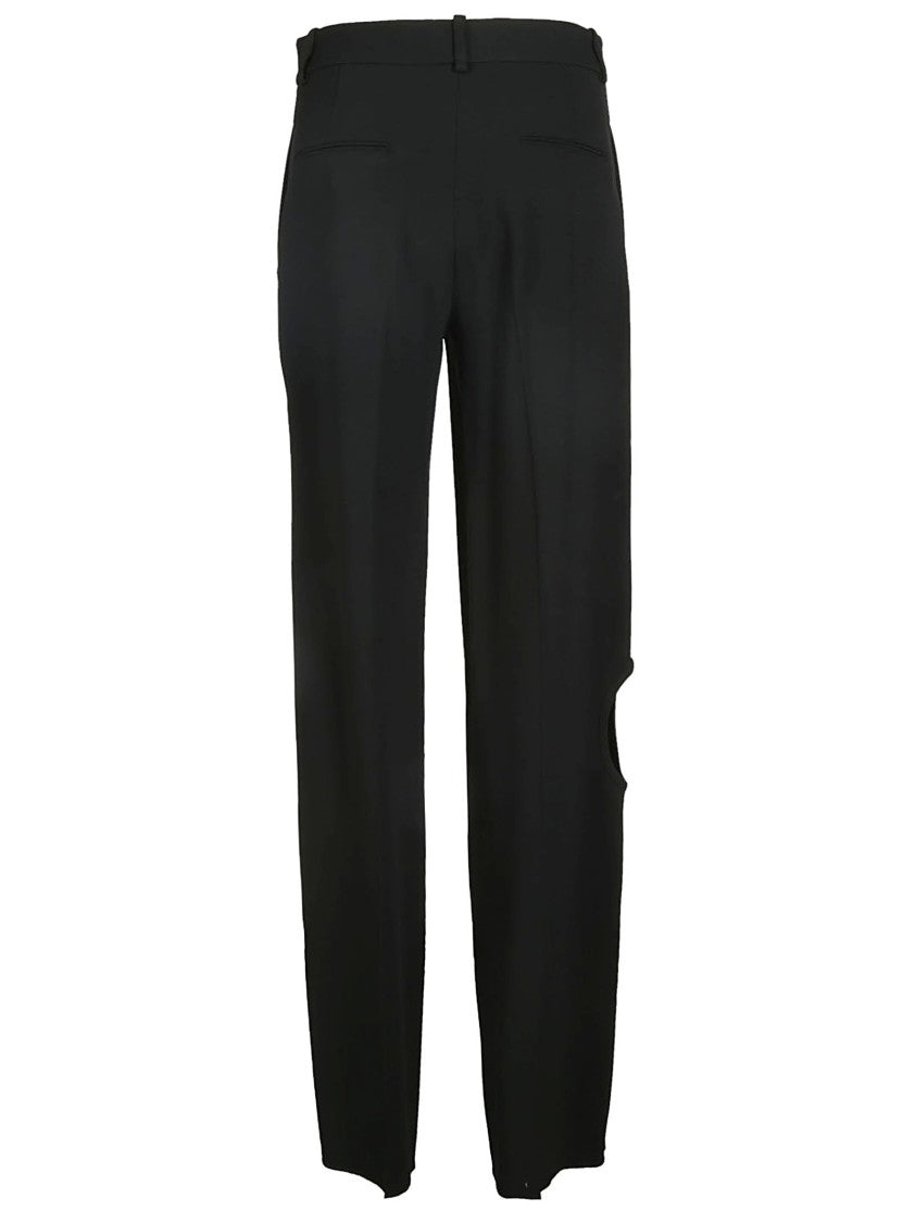 Victoria Beckham Black Viscose Silk Straight Pants