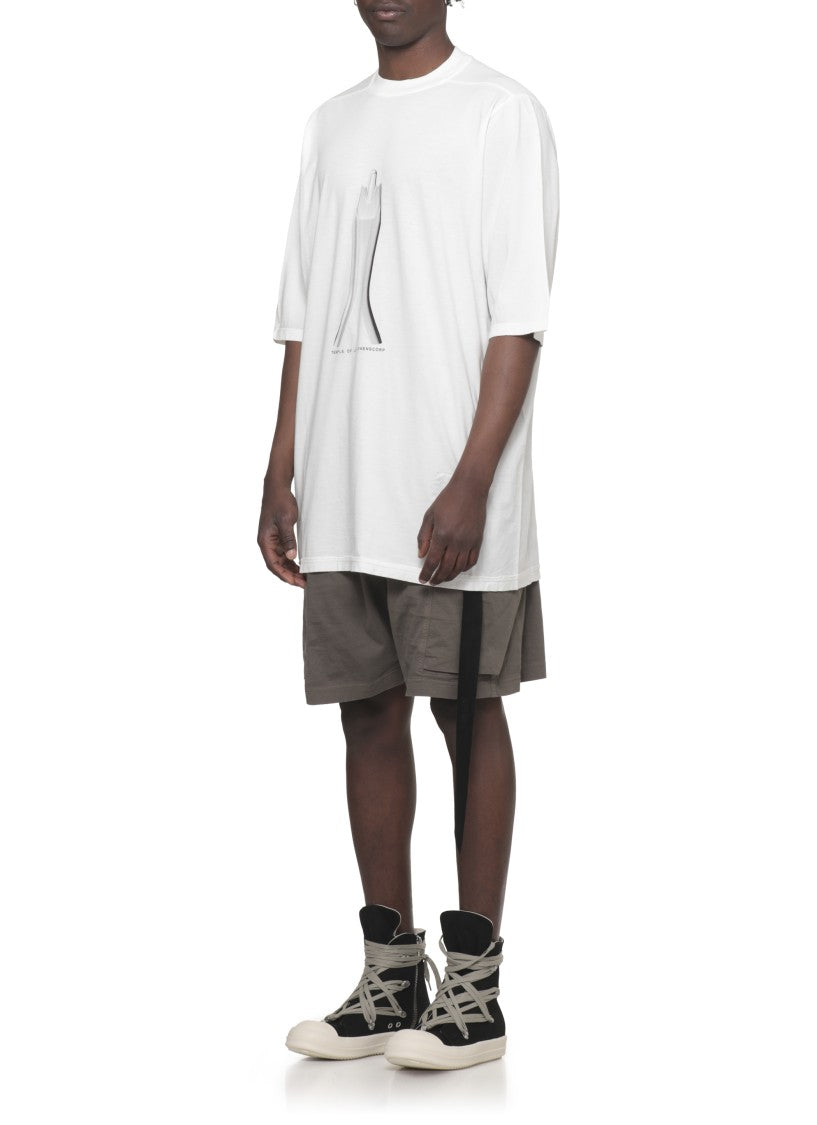 Drkshdw By Rick Owens White Jumbo Printed Cotton T-Shirt