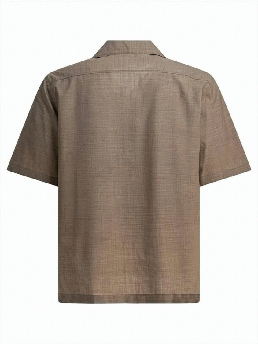 Auralee Boxy Short-Sleeve Wool Shirt