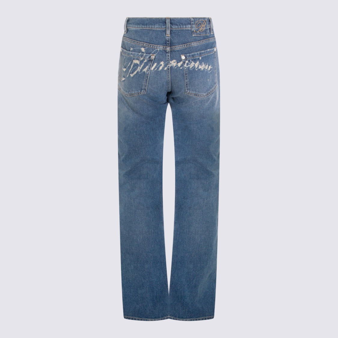 Blumarine Straight-Leg Jeans With Embroidered Logo Detail