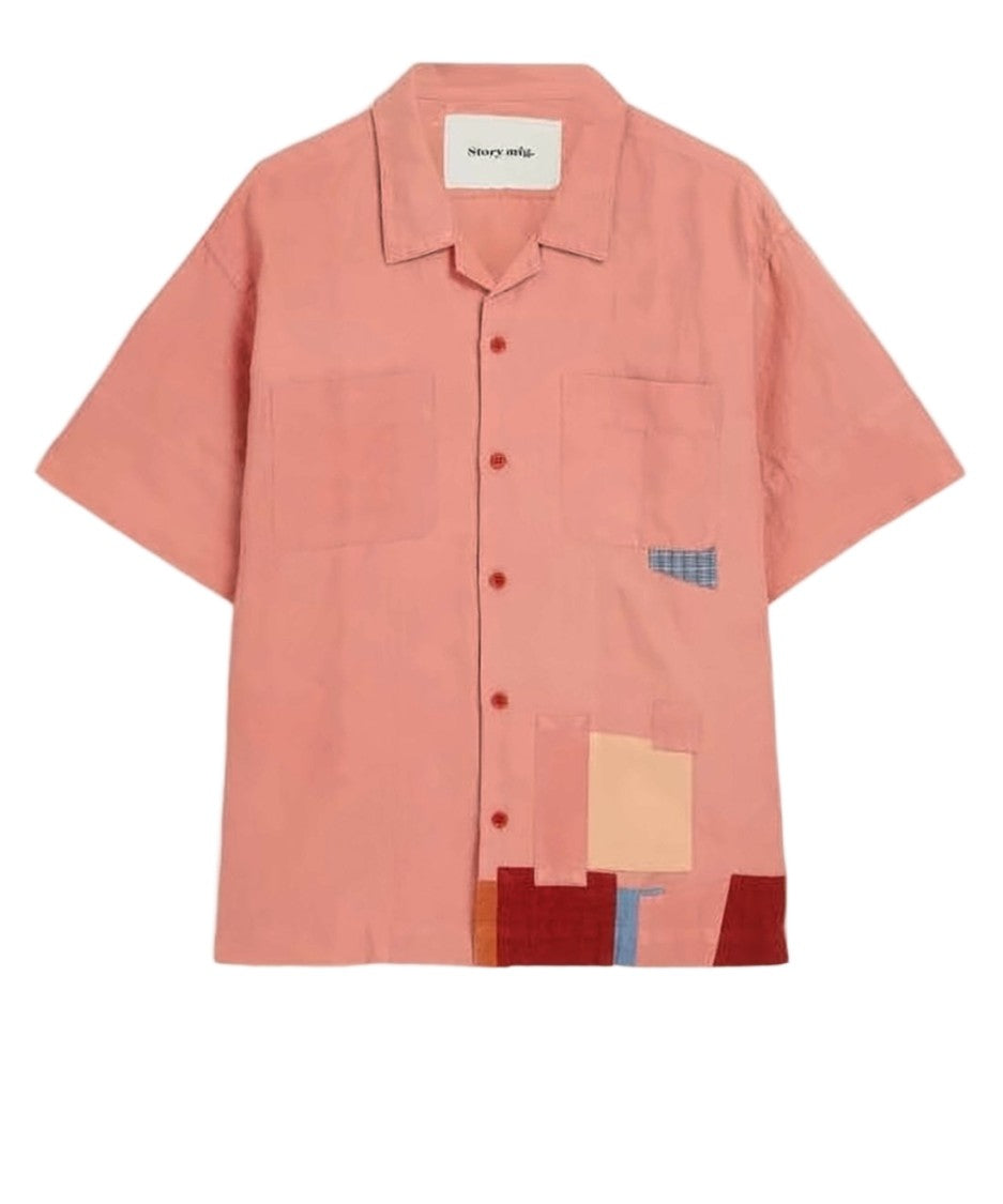 Story Mfg Relaxed Fit Short-Sleeve Shirt With Patchwork Detail