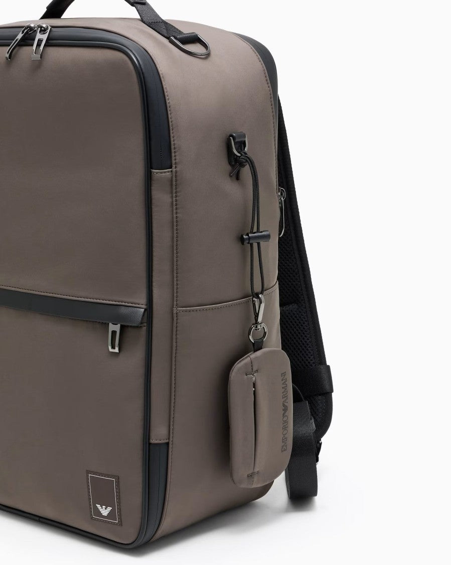 Emporio Armani Kambaba Nylon Backpack With Multiple Compartments And Padded Straps