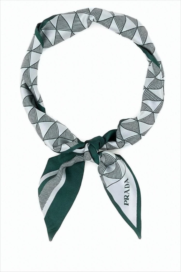 Prada Geometric Jacquard Silk Scarf With Triangular Patterns