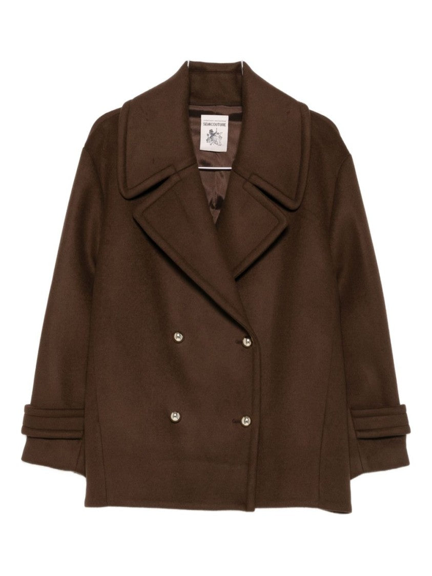 Semi Couture Double-Breasted Wool Blend Semicouture Coat