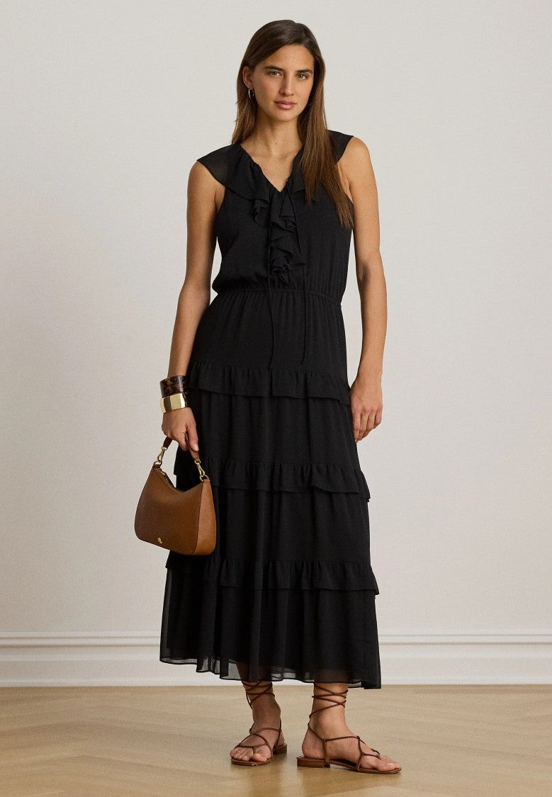 Lauren Ralph Lauren Sleeveless Ruffled Tiered Midi Dress