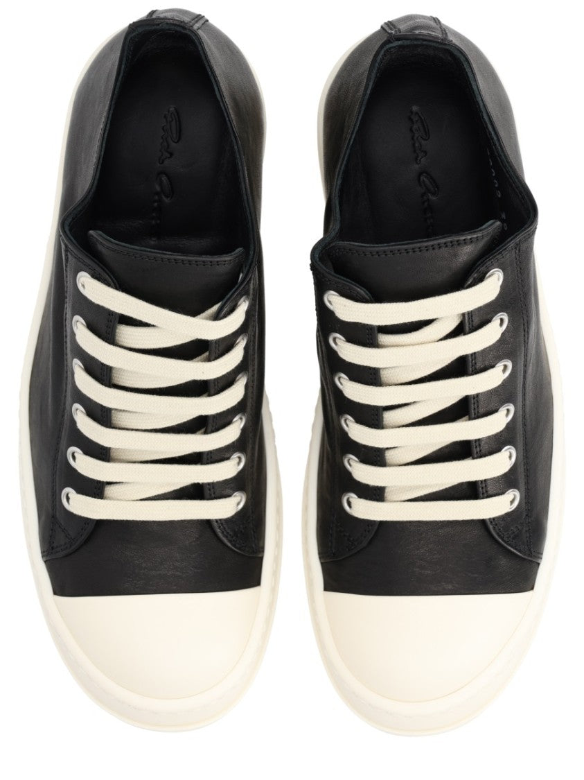 Rick Owens Low Sneaks Leather Monochrome Sneakers