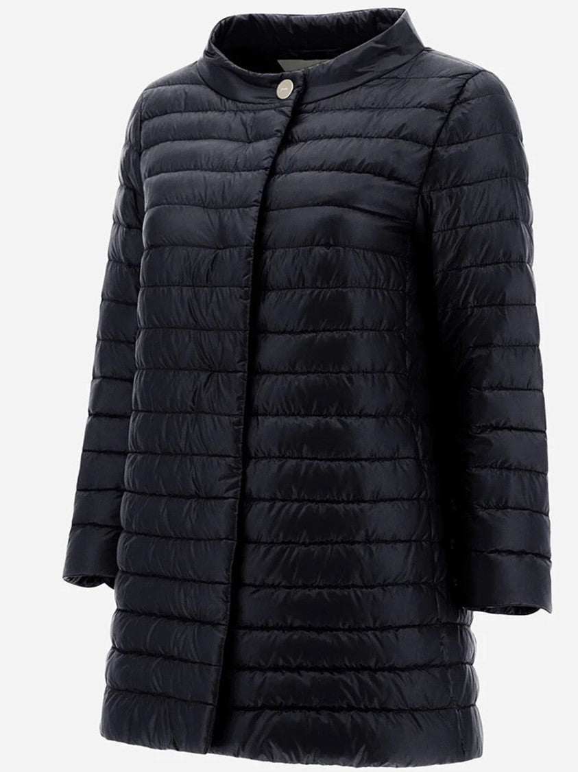 Herno Black Piumino Lightweight Quilted Flared Jacket