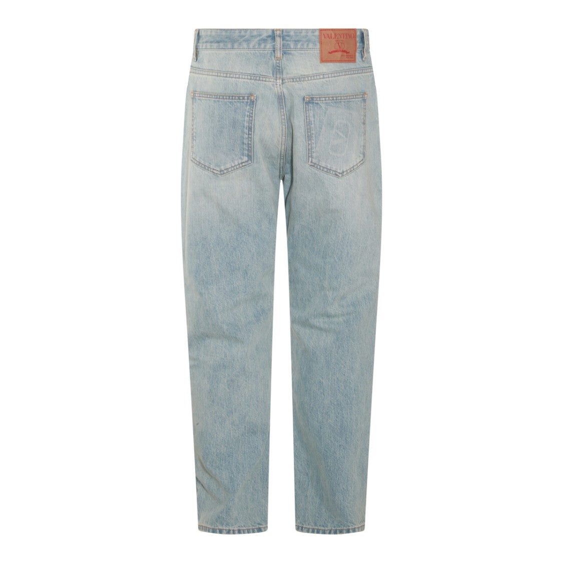 Valentino Light Blue Cotton Jeans With Faded Effect And Tapered Leg