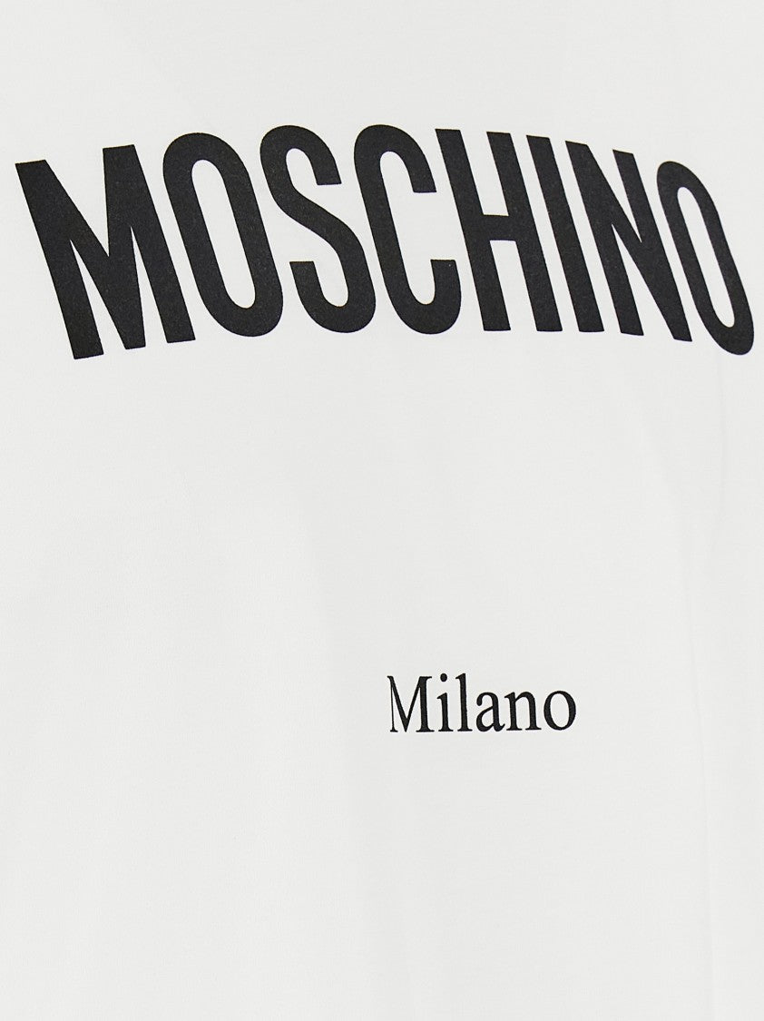 Moschino Logo Print Cotton T-Shirt With Crew Neck