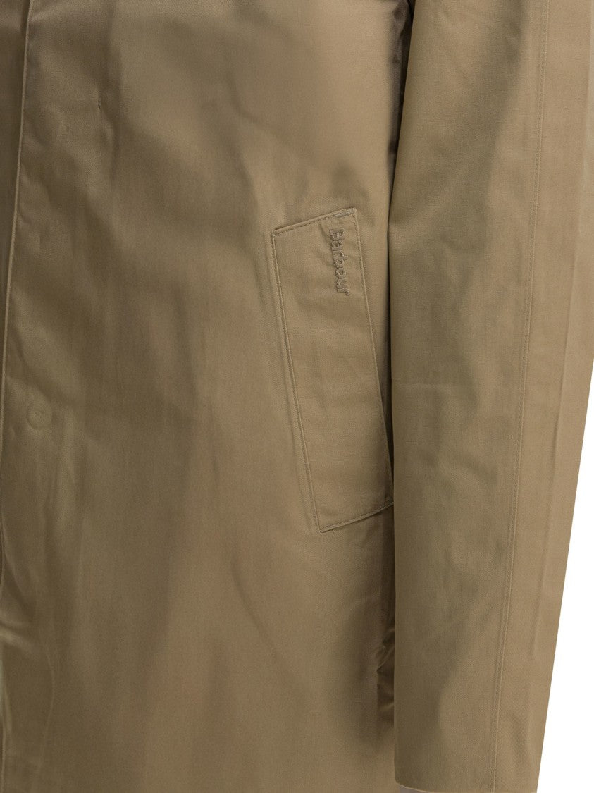 Barbour Waterproof Jacket With Concealed Button Placket And Subtle Stitching