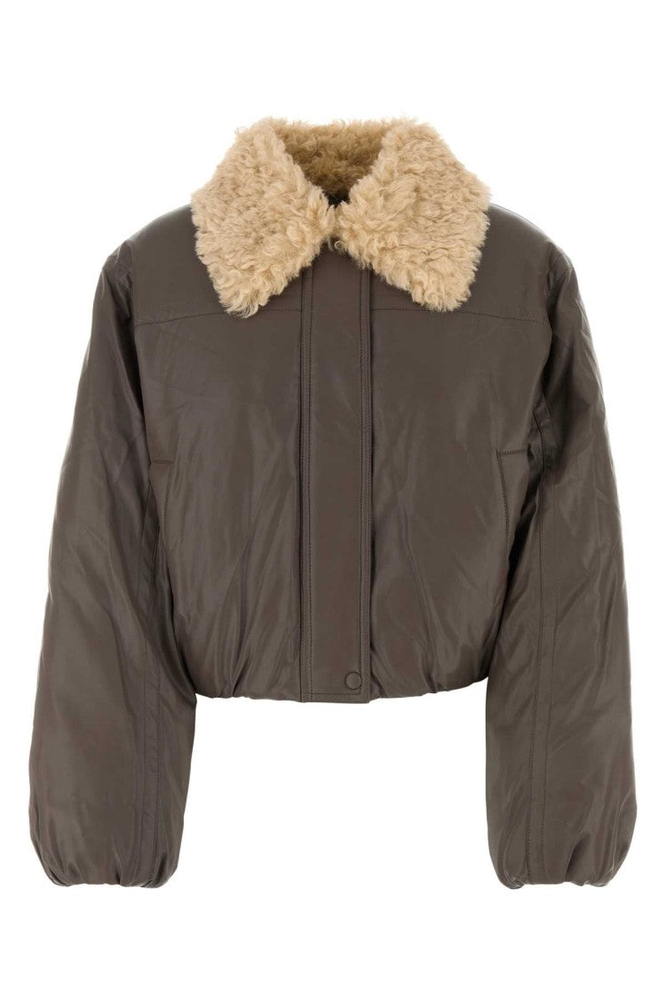 Stand Studio Brown Synthetic Leather Fran Padded Jacket