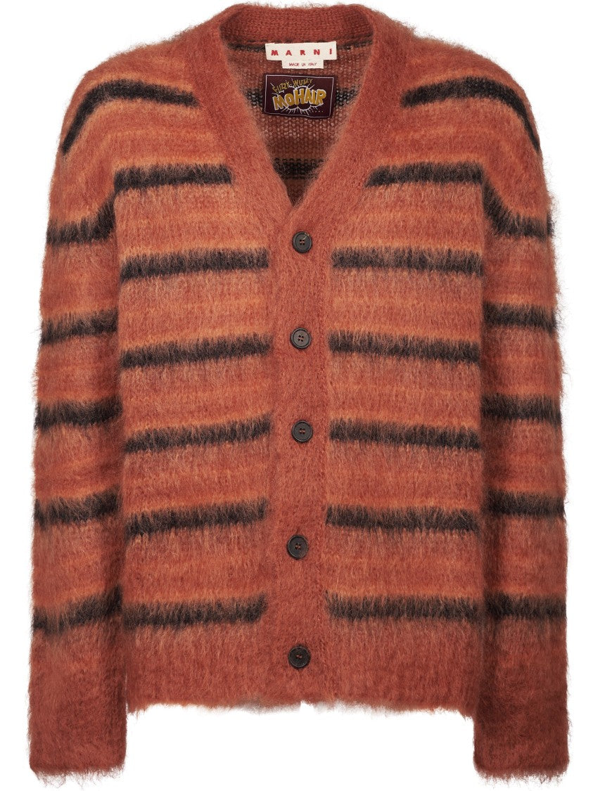 Marni Fluffy Knit Sweater With Bold Horizontal Stripes