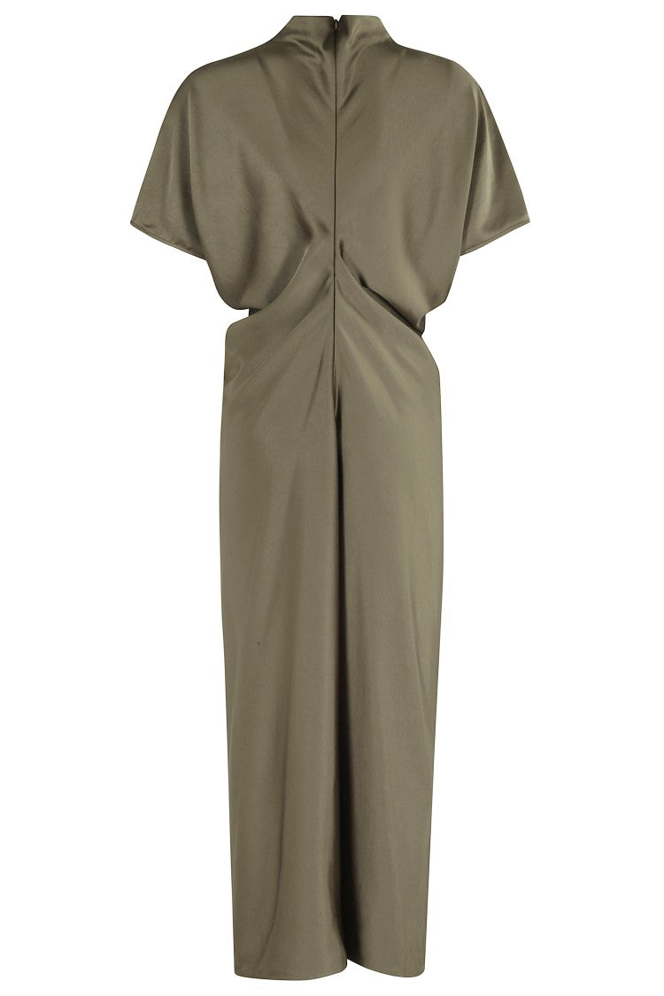 Federica Tosi Long Khaki Dress With Curled Waist