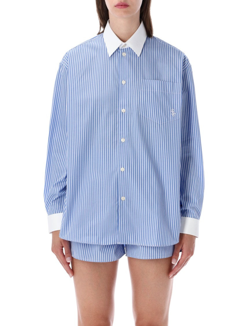 Sporty And Rich Blue Striped Oversized Shirt