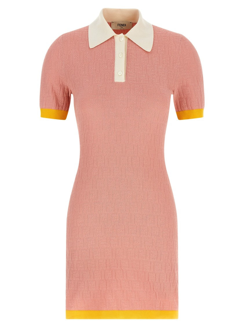 Fendi Ff Jacquard Color-Block Stretch Cotton-Silk Minidress