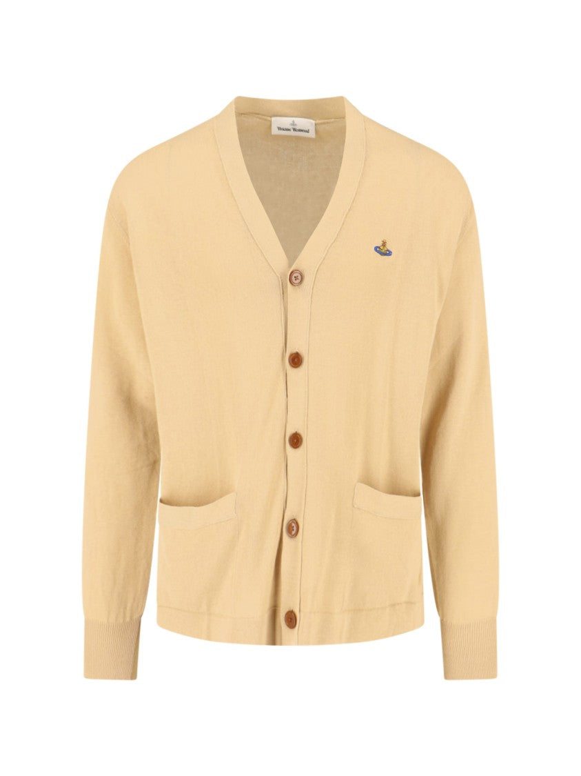 Vivienne Westwood Beige Alex Cotton V-Neck Cardigan