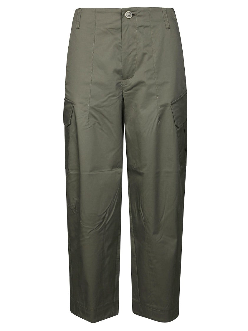 Alpha Studio High-Waisted Green Cargo Pants With Relaxed Fit