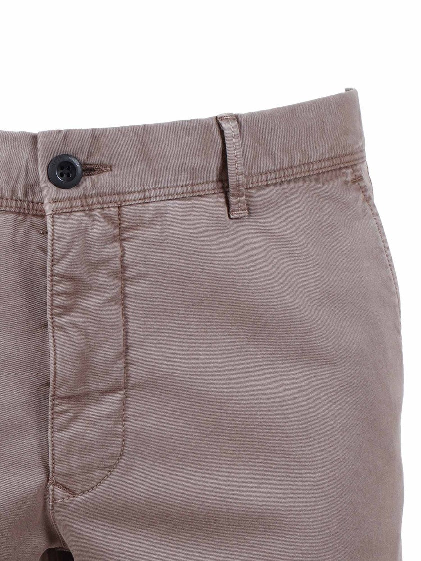 Incotex Slim Fit Brown Cuffed Straight-Leg Pants