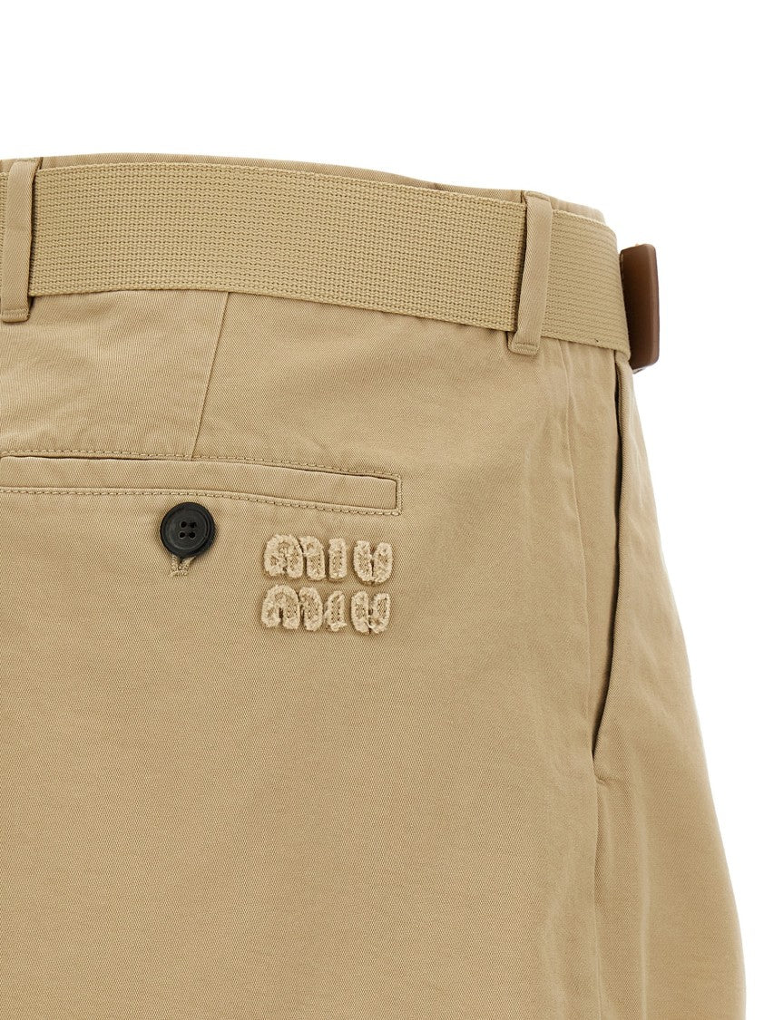 Miu Miu Cotton Gabardine Mini Skirt With Removable Tape Belt