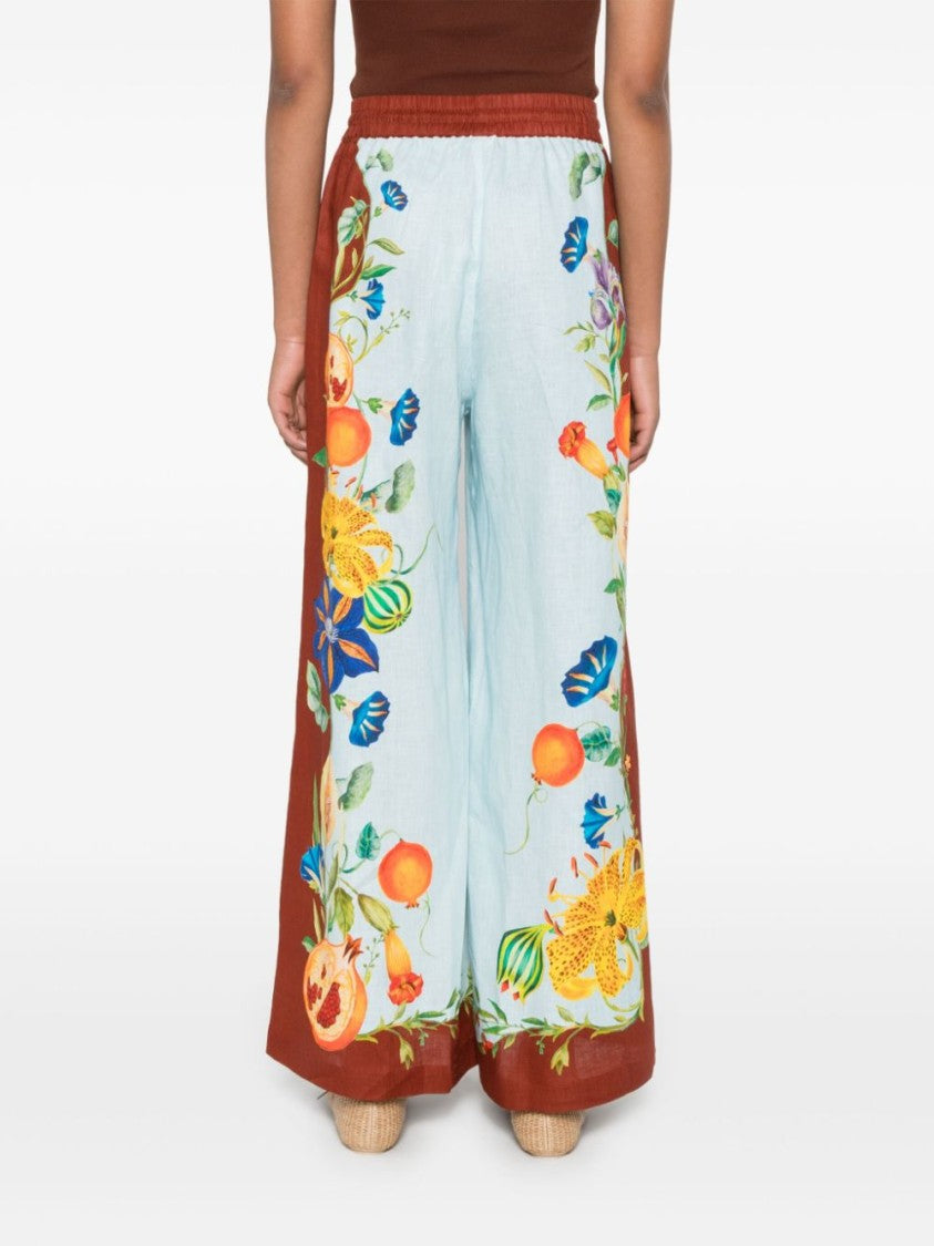 Alemais Rich Chocolate Brown Dahlia Linen Trousers